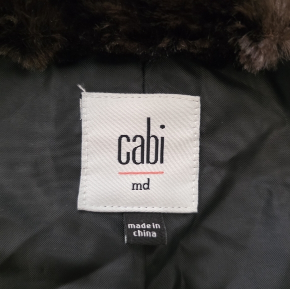 Cabi Faux Fur Minka Animal Print Coat Brown Black Medium Bracelet Length Sleeves - Picture 9 of 11